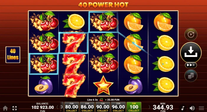 40 Power Hot Coin Boost temel oyun kazancı